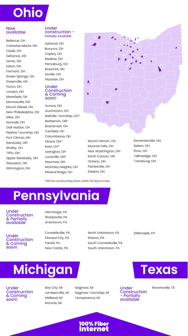 Omni FIber Internet Service Map